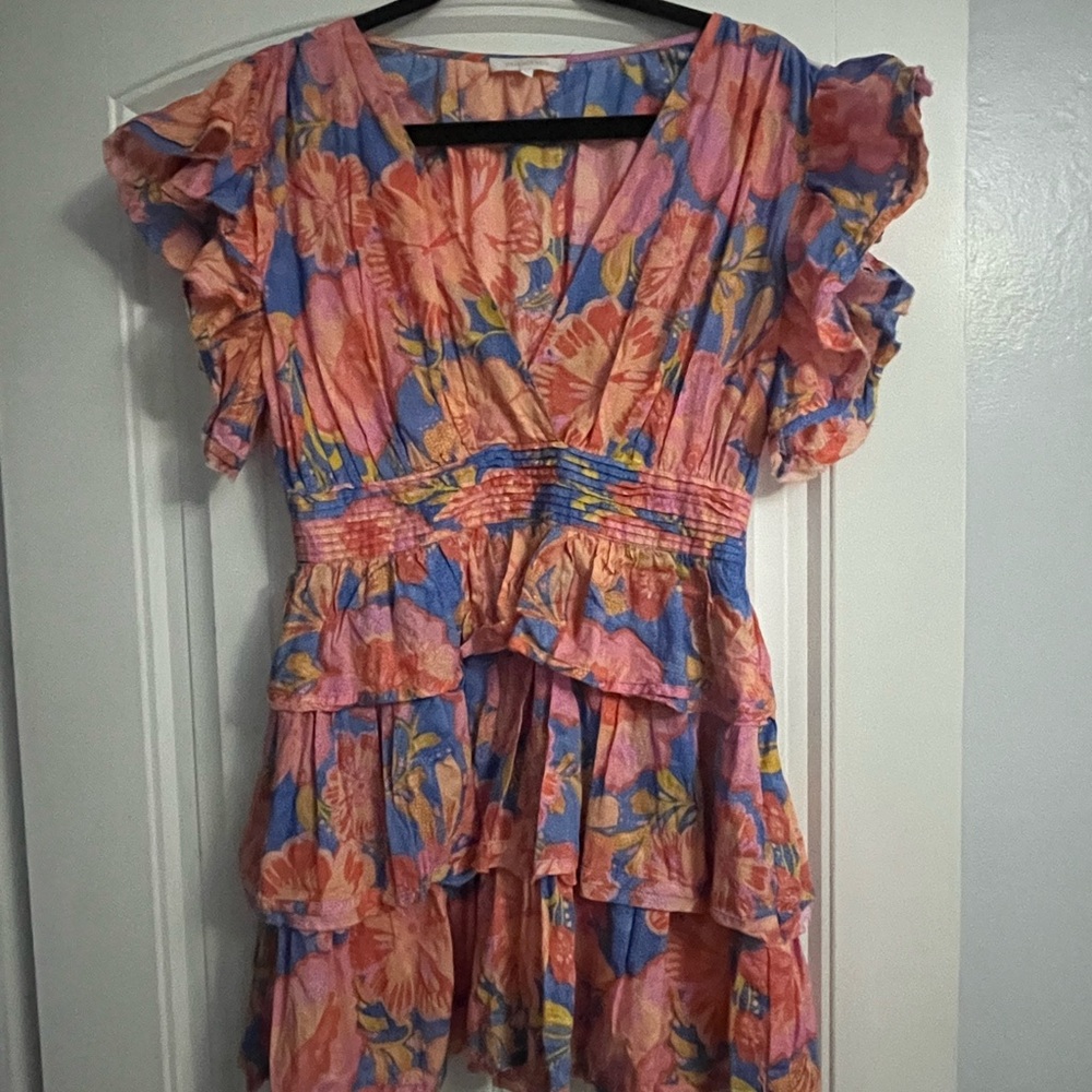Olivaceous Colorful Floral Dress
